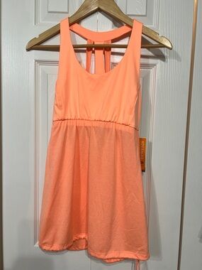 Champion L Peach  Athletic Tank Built in shelf bra strap back drawstring hem NWT